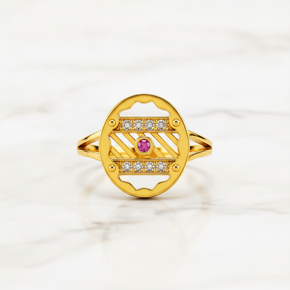 Regal Ruby Orbit Radiance Statement Ring for Women