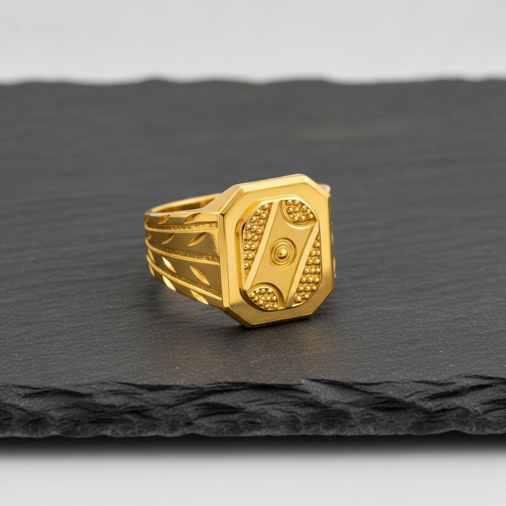 Imperial Hexagon Engraved Statement Ring