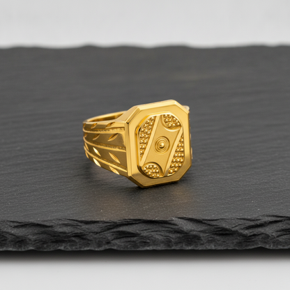 Imperial Hexagon Engraved Statement Ring