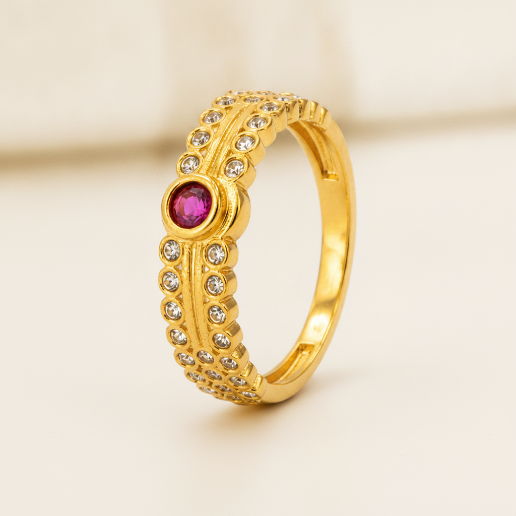 Regal Crimson Halo Statement Ring