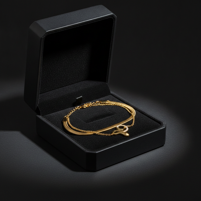 NUGOLD Snake Charm Double Layer Gold-Plated Bracelet for Women