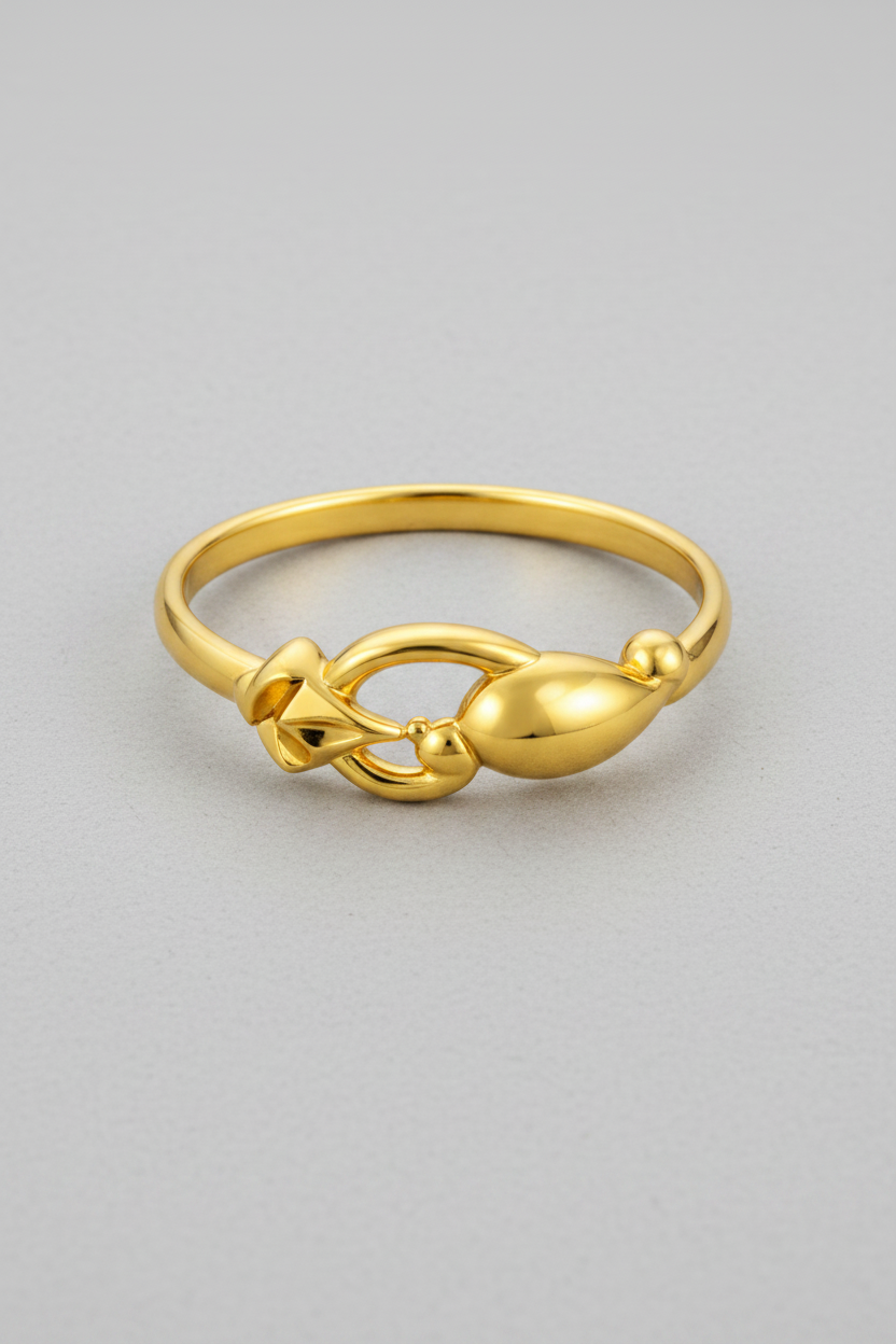 NuGold Golden Leaf Charm Ring