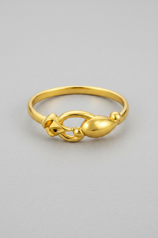 NuGold Golden Leaf Charm Ring