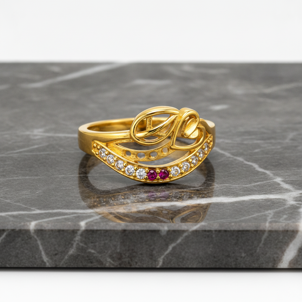 Royal Swirl Ruby Pavé Statement Ring