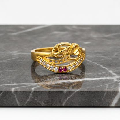 Royal Swirl Ruby Pavé Statement Ring