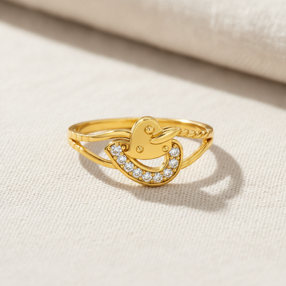 Royal Lovebird Heart Embrace Statement Ring for Women