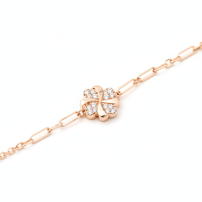 Rose Gold Four Leaf Clover Designer 925 Silver Bracelet