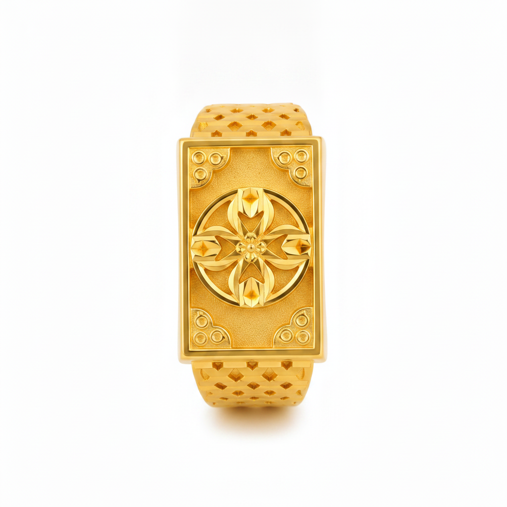 Regal Floral Emblem Heritage Signet Ring for Men