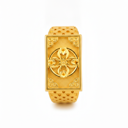 Regal Floral Emblem Heritage Signet Ring for Men