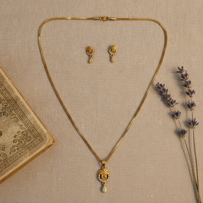 NUGOLD Timeless Floral CZ Pendant Necklace set