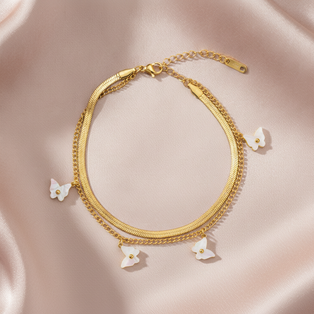 NUGOLD Double Layer Butterfly Bracelet