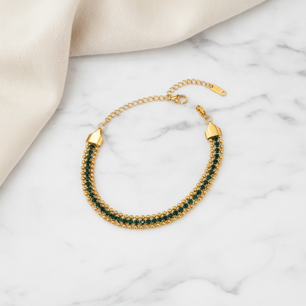 NUGOLD Designer Green Cubic Zirconia Bracelet for Women