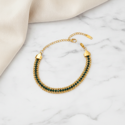 NUGOLD Designer Green Cubic Zirconia Bracelet for Women