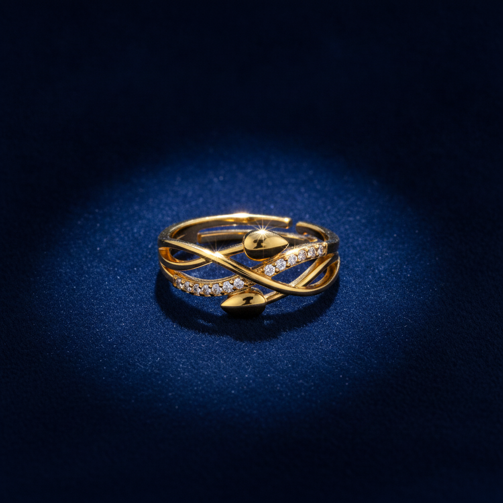NUGOLD Infinity Leaf CZ Adjustable Ring for Women