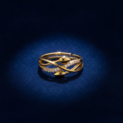 NUGOLD Infinity Leaf CZ Adjustable Ring for Women