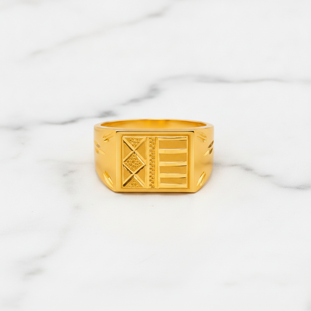 Royal Geometric Heritage Signet Ring for Men