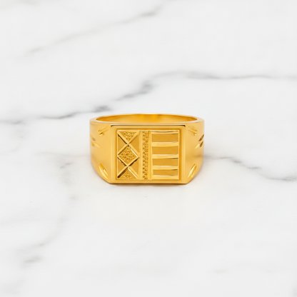 Royal Geometric Heritage Signet Ring for Men