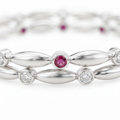92.5 Silver Premium Bangles with Ruby & Cubic Zirconia