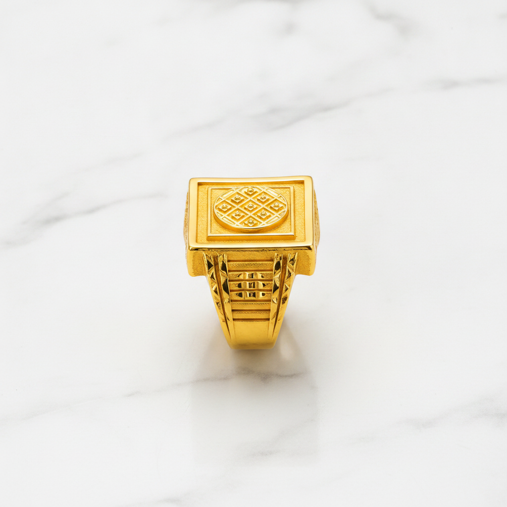 Imperial Woven Crest Textured Ring for Men