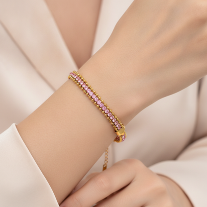 NUGOLD Designer Pink Cubic Zirconia Bracelet for Girls & Women