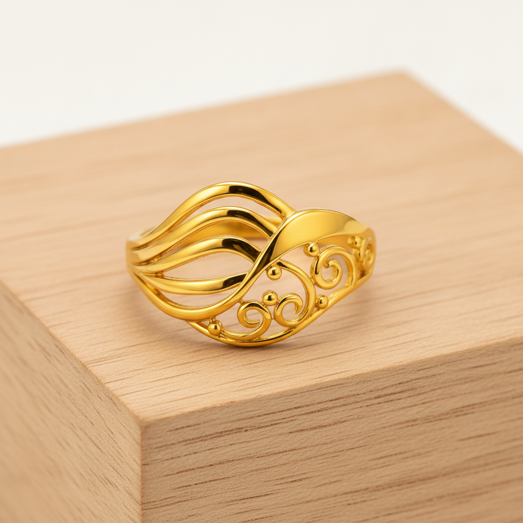 Elegant Swirl Filigree Multilayer Statement Ring for Women