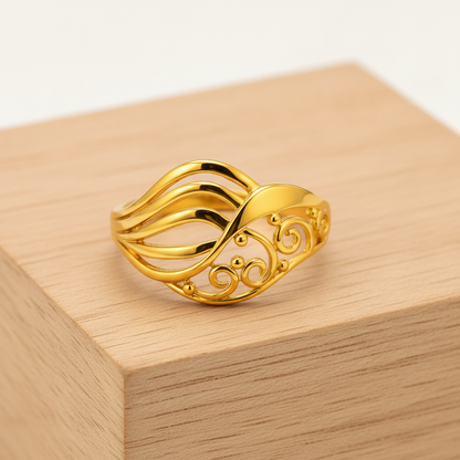 Elegant Swirl Filigree Multilayer Statement Ring for Women