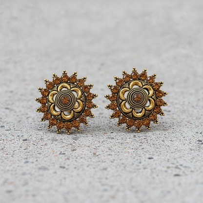 Royal Amber Blossom Radiance Statement Stud Earrings for Women