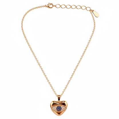 Lucky Evil Eye Heart Pendant Chain Necklace for Women