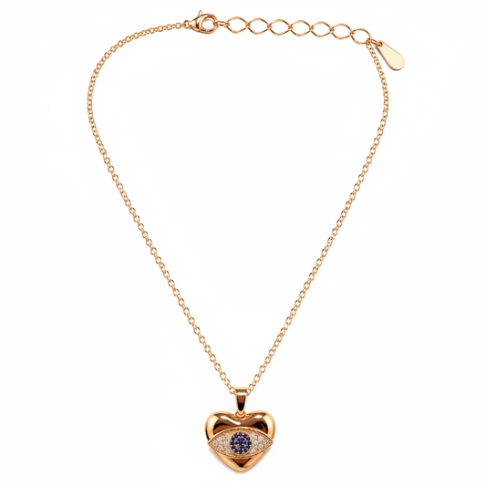 Lucky Evil Eye Heart Pendant Chain Necklace for Women