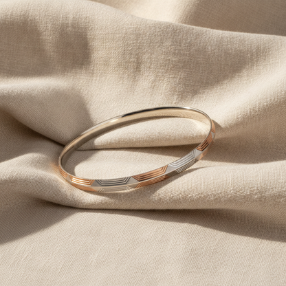 Premium 925 Sterling Silver Rose Gold Hexagon Pattern Kada