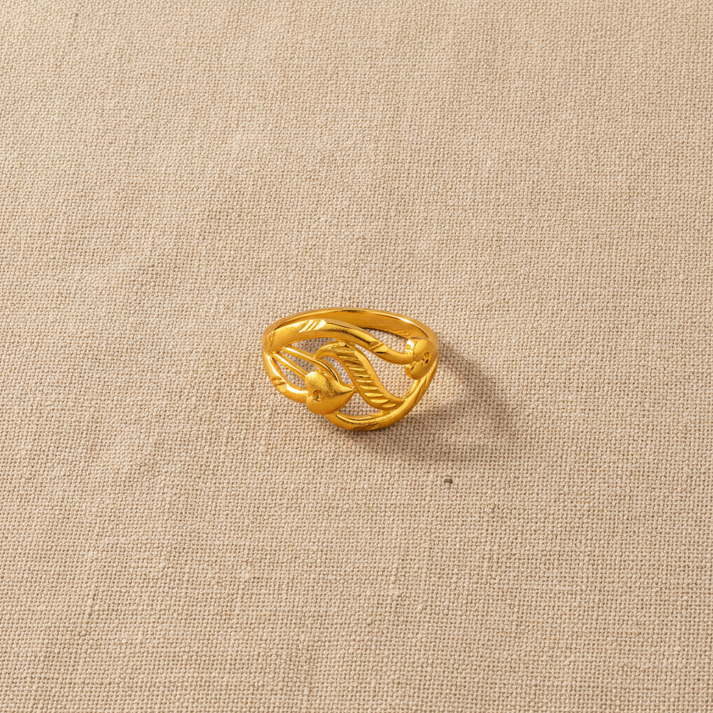 NUGOLD Elegant Leaf Design Adjustable Ring for Women