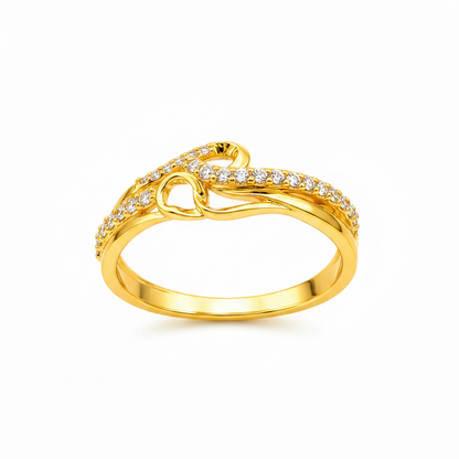 Elegant Wave Infinity Stone Studded Ring for Women