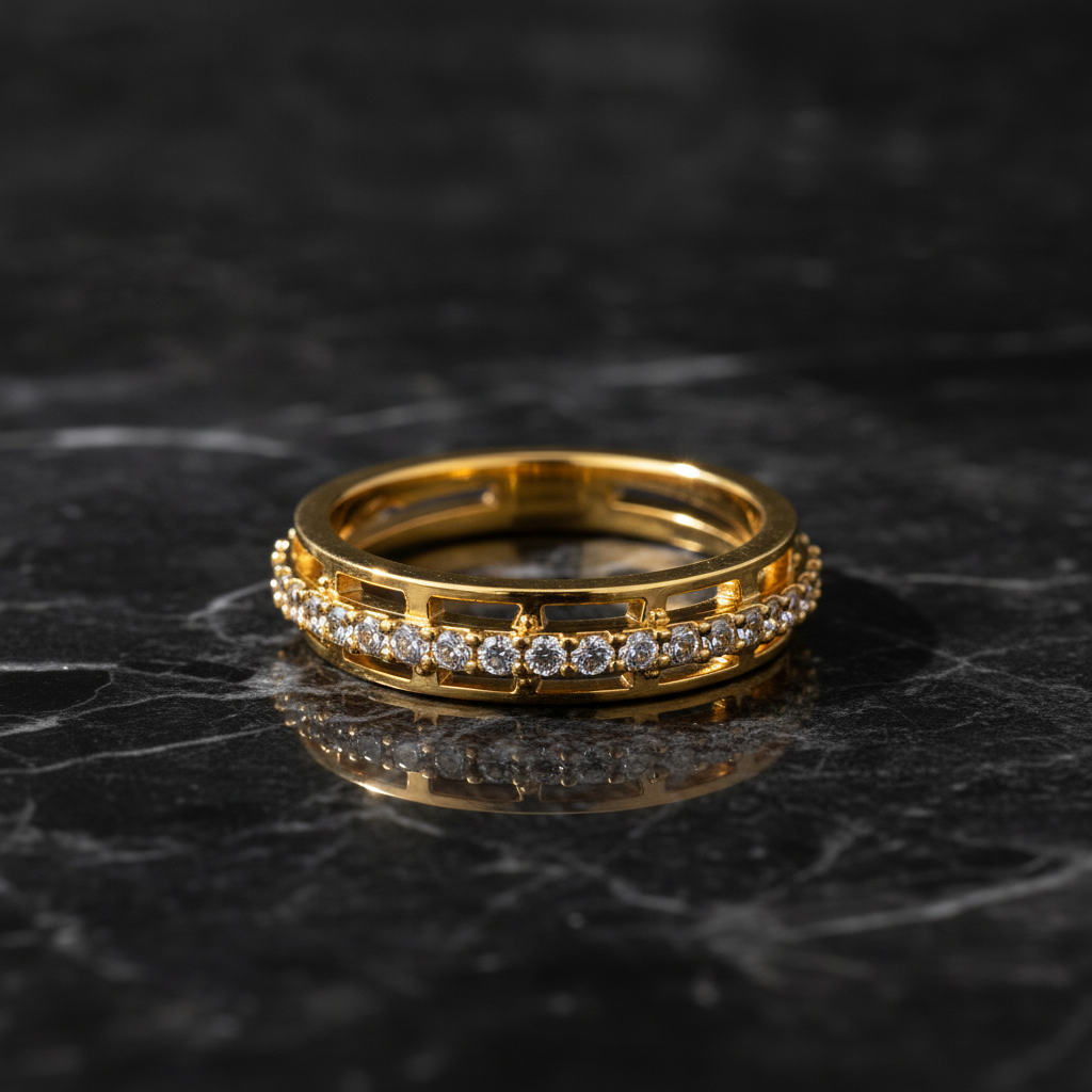 NUGOLD CZ Band Ring for Women With CZ Stone