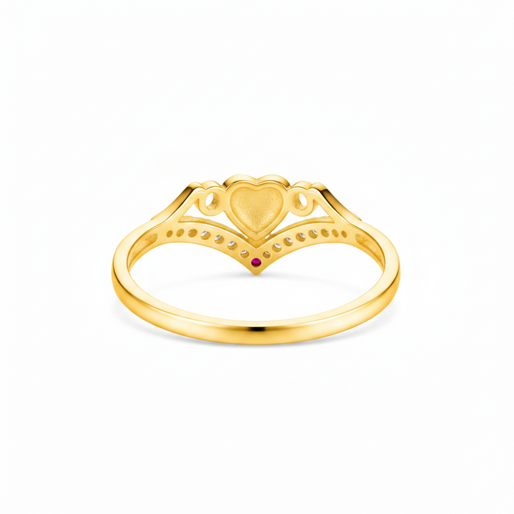 NUGOLD Stylish Heart Charm Gold Finish Ring for Women