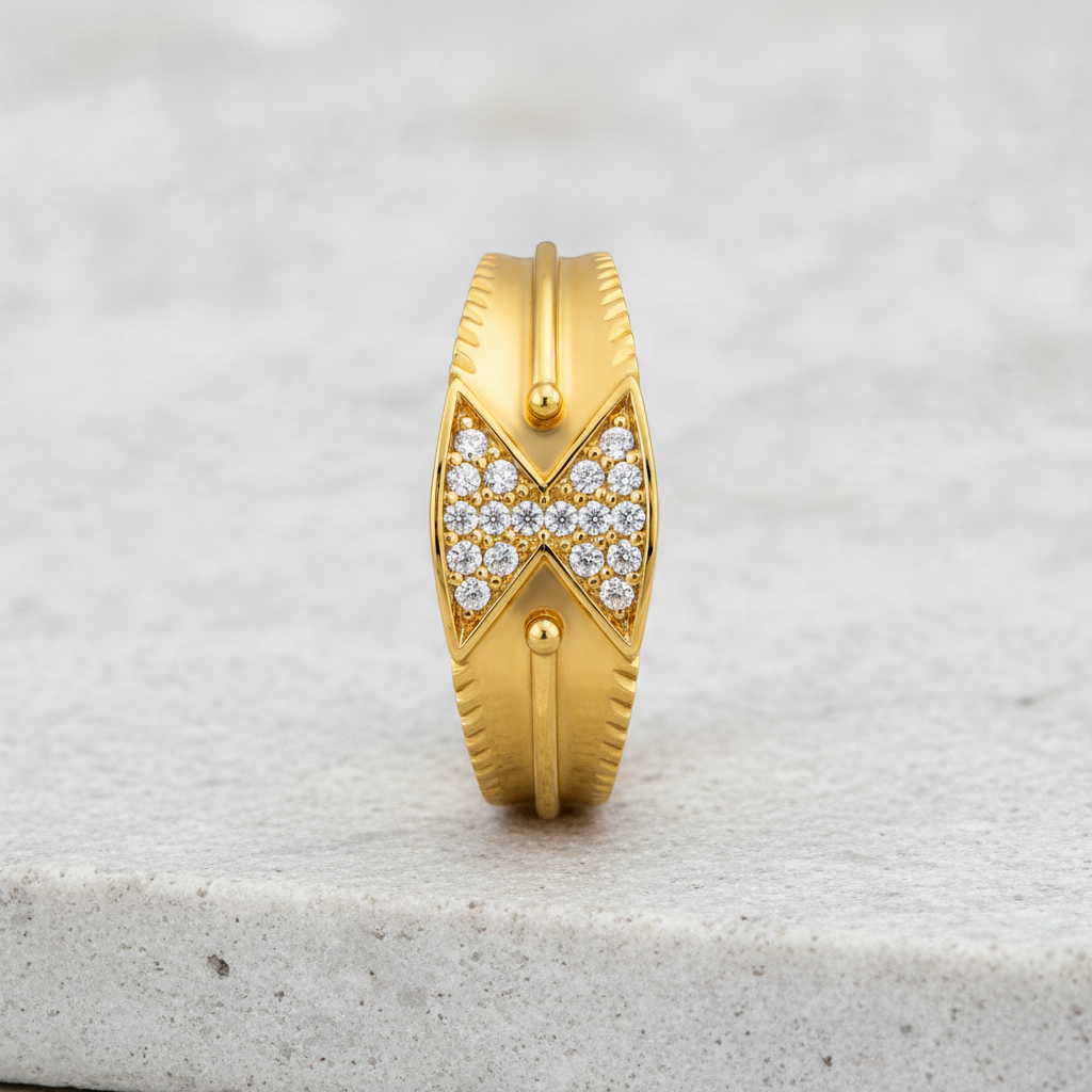 Imperial Twin-Triangle Crystal Ring