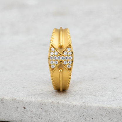 Imperial Twin-Triangle Crystal Ring
