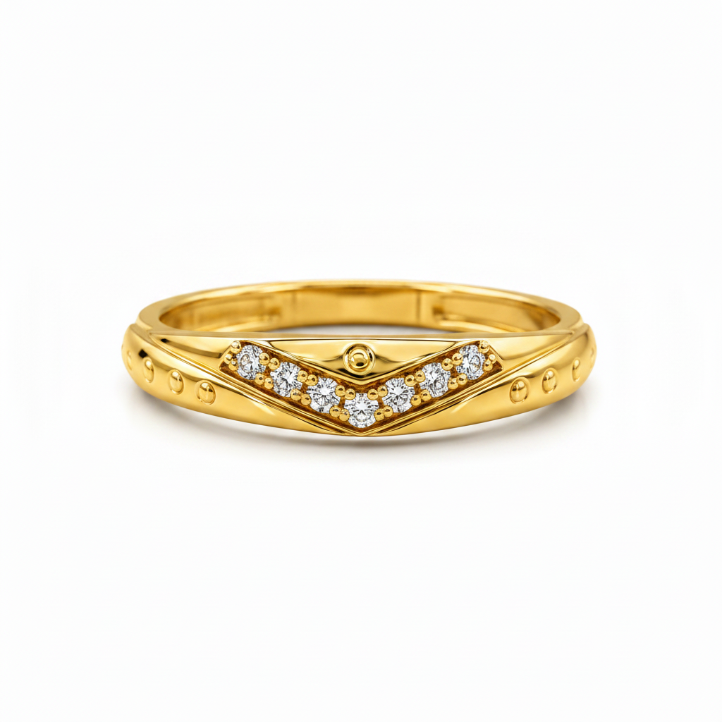 Elegant V-Shape Stone Detail Ring for Women
