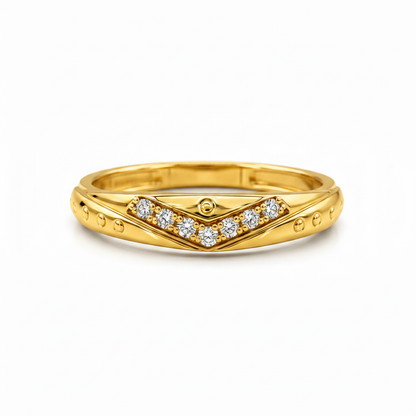 Elegant V-Shape Stone Detail Ring for Women