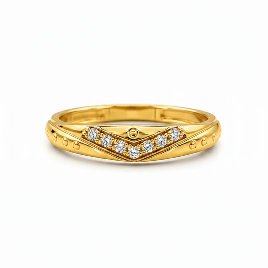 Elegant V-Shape Stone Detail Ring for Women