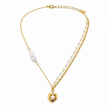 Divine Grace Pearl Heart Necklace Gold Faith & Love Pendant for Women