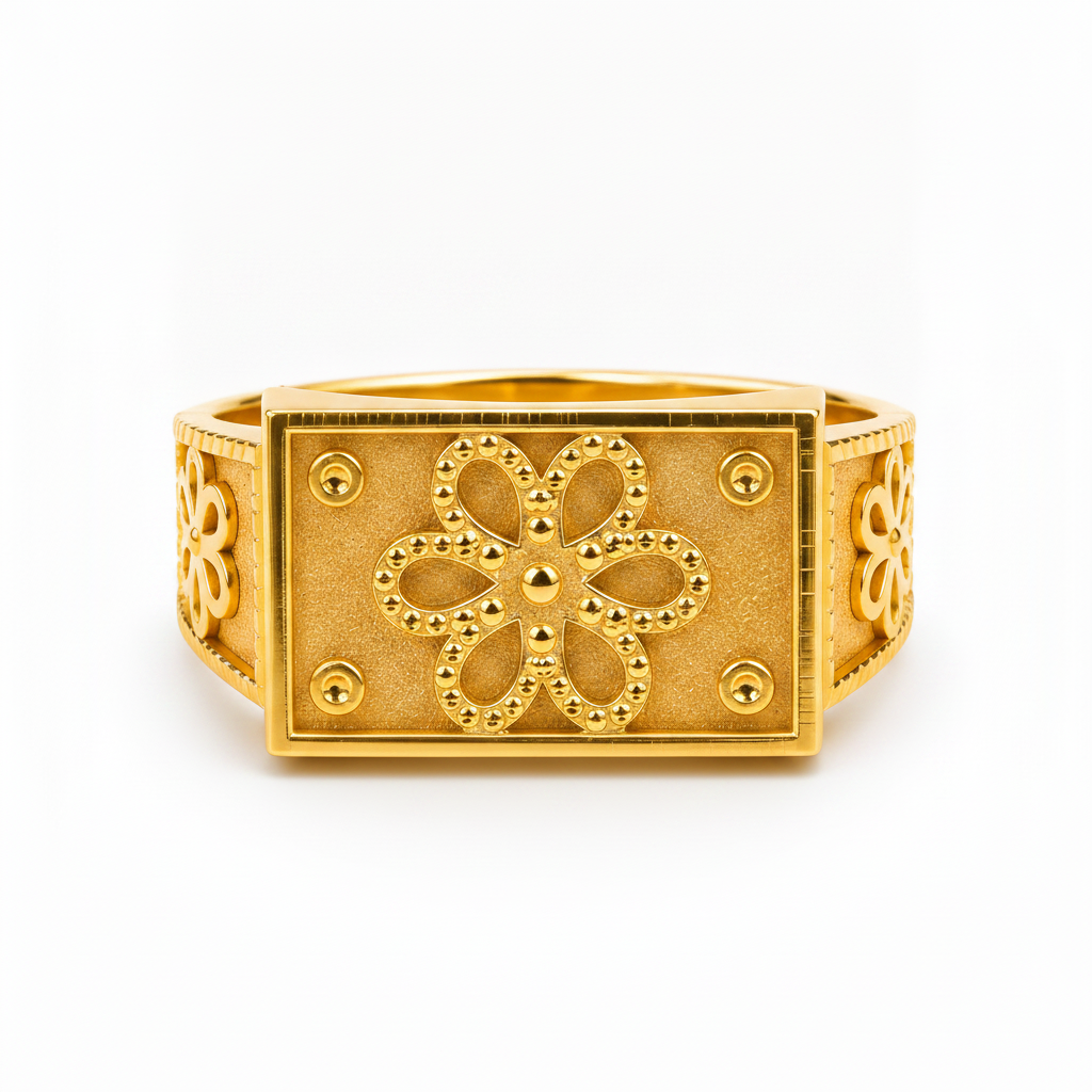 Royal Bloom Heritage Gold Statement Ring for Men