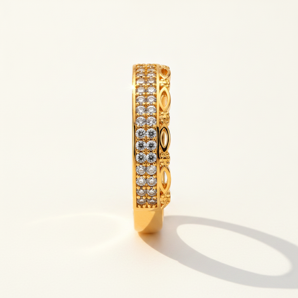 Royal Leafline Pavé Elegance Statement Ring for Women