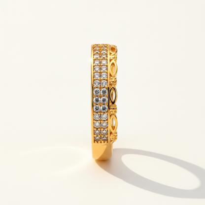 Royal Leafline Pavé Elegance Statement Ring for Women