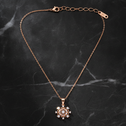 Dazzling Rose Gold Crystal Snowflake Pendant Necklace for Women