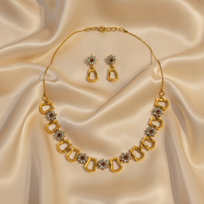 NUGOLD Scarlet Sparkle Gold-Plated Necklace Set