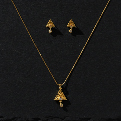 Triangle Sparkle Pendant Necklace Set for Women