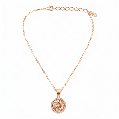 Rose Gold Crystal Sunburst Pendant Necklace for Women
