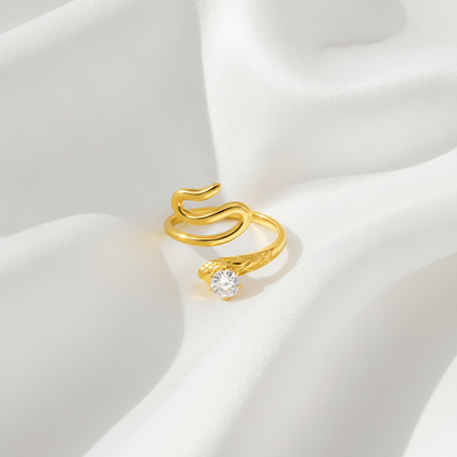 Trendy Snake Style Adjustable Ring with Crystal CZ Stone