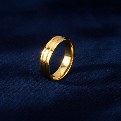 NUGOLD Elegant Plain Band Ring with Triple Line Design