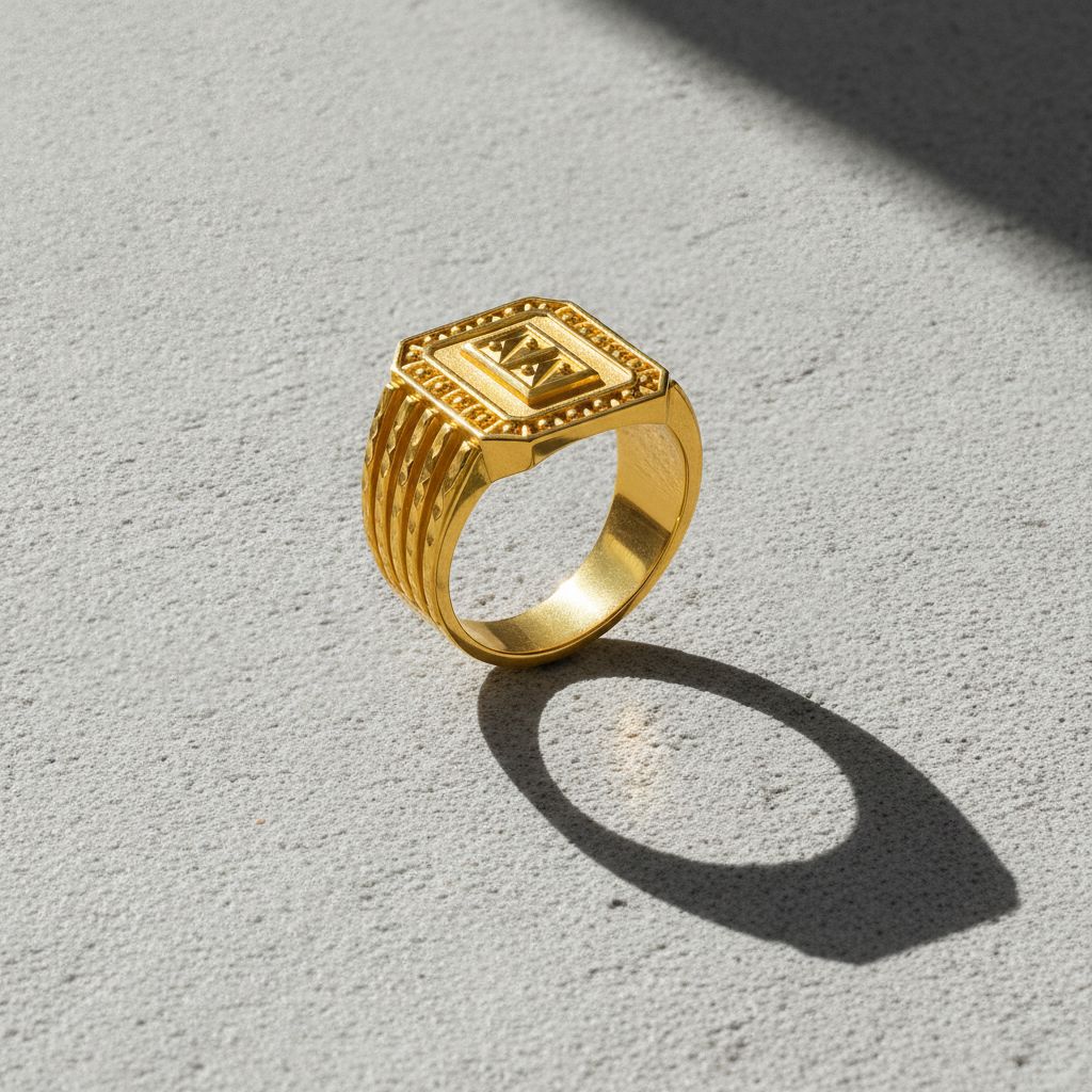 Royal Textured Crest Wide Band Ring for Men